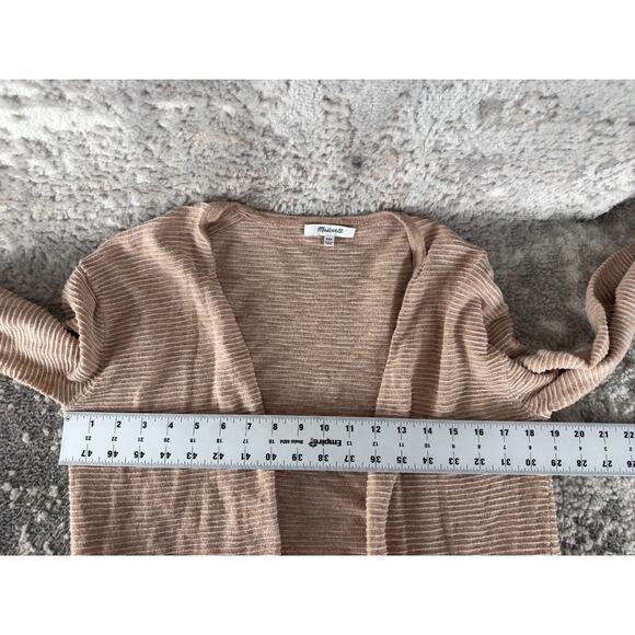 Madewell Size XXS Open Front Cardigan Sweater Beige Pocket Long Sleeve - Picture 4 of 8